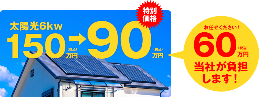 お任せください!60万円(税込)当社が負担します!