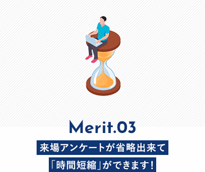 Merit.03 来場アンケートが省略出来て「時間短縮」ができます！ 