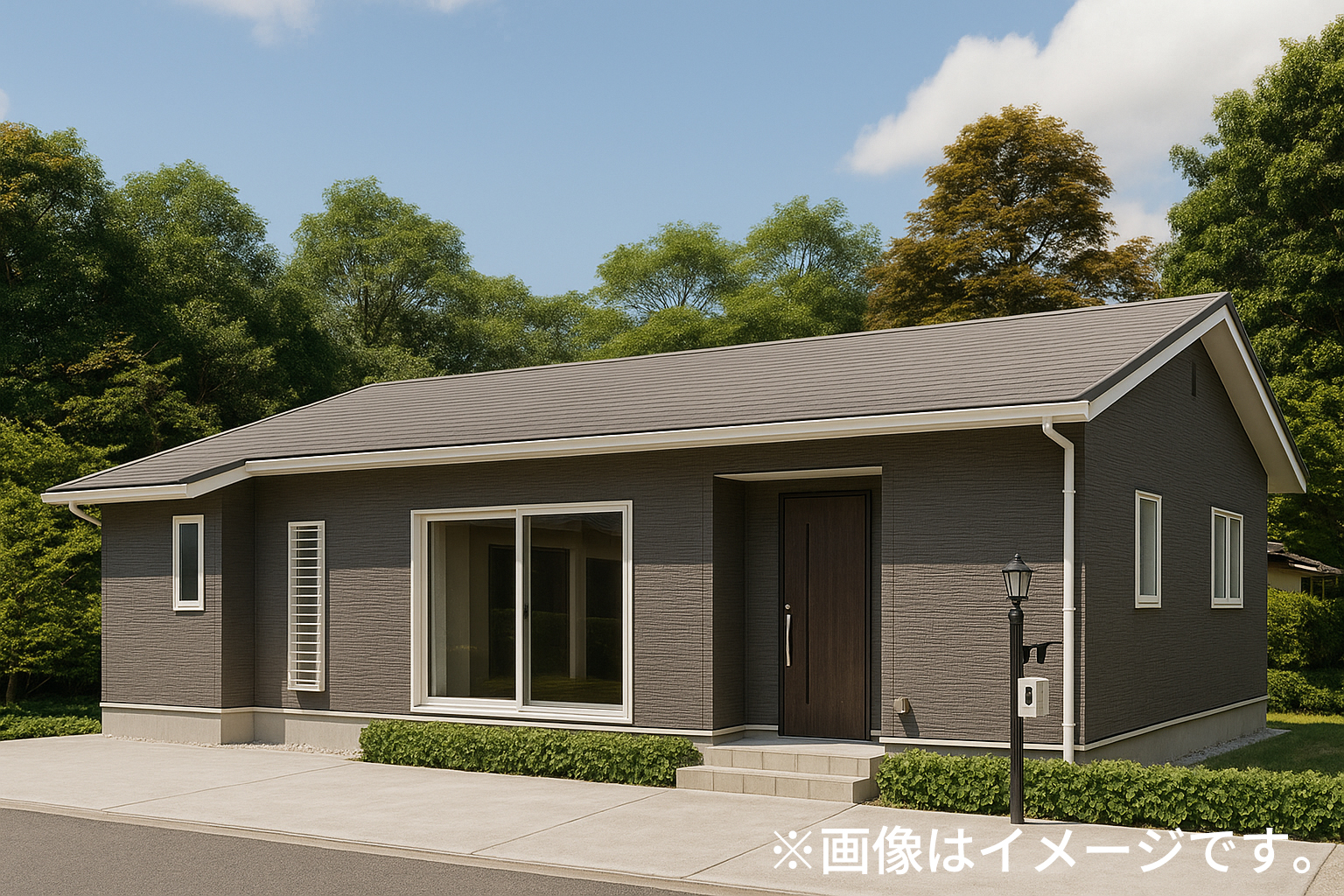 家族みんなの顔がいつでも見える平屋の家。