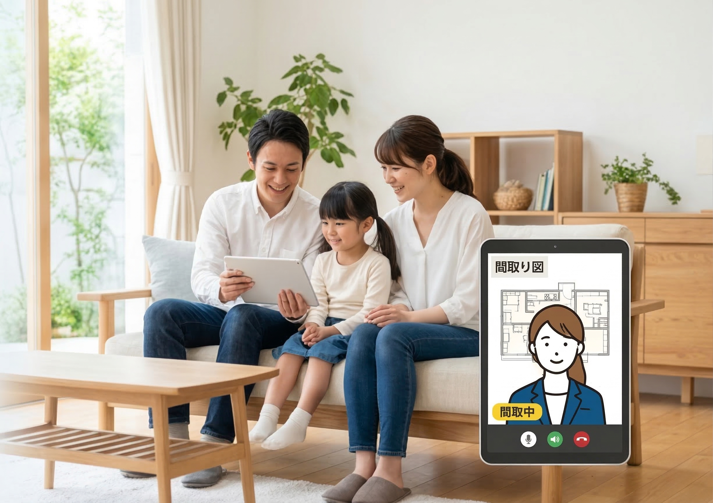 家族でオンライン相談をしている様子
